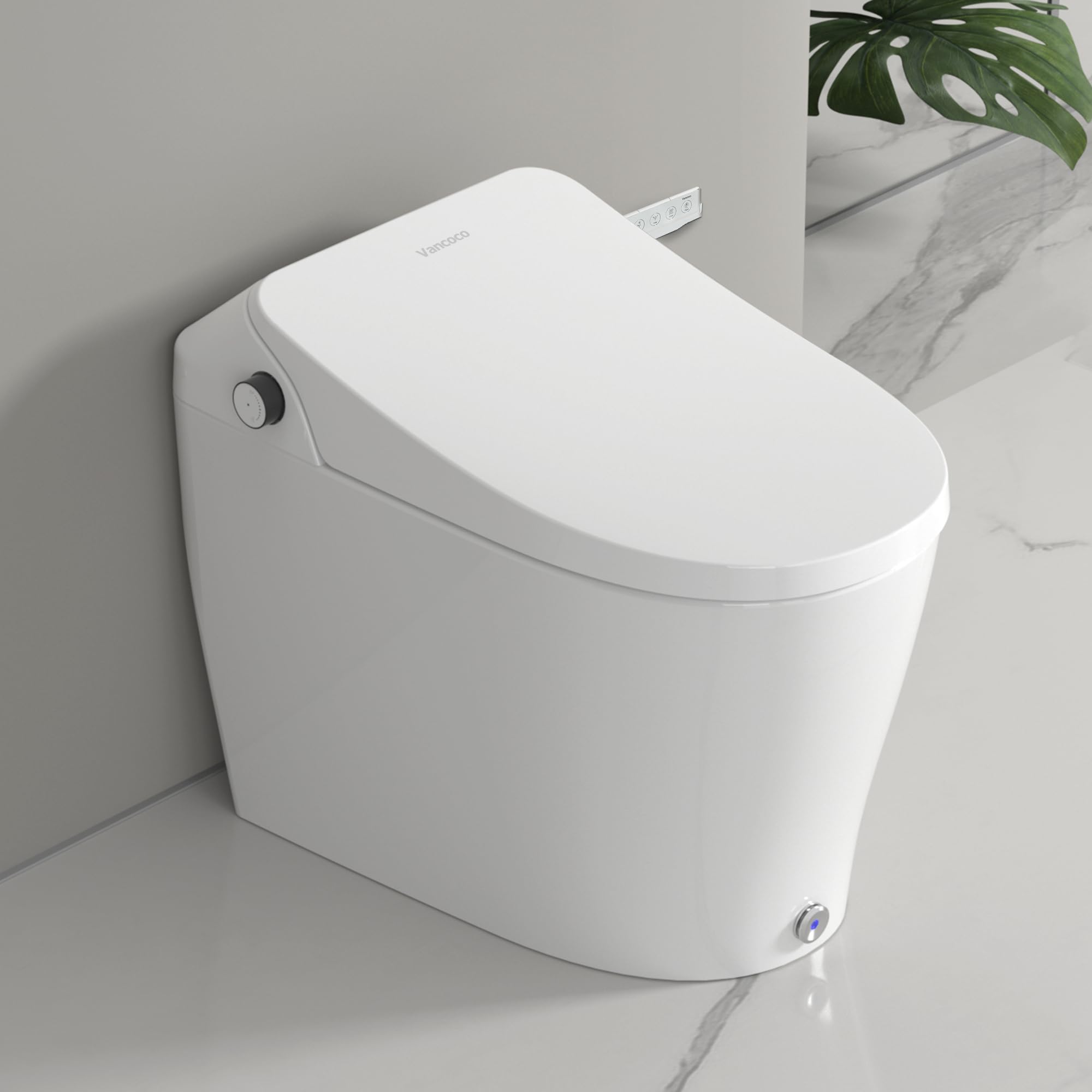 VANCOCO Smart Toilets with Built-in Bidet,One-Piece Toilets with Toilet Bidet,Smart Toilets and Bidets with Night Light & Heated Seat,Warm Water Wash & Air Dryer