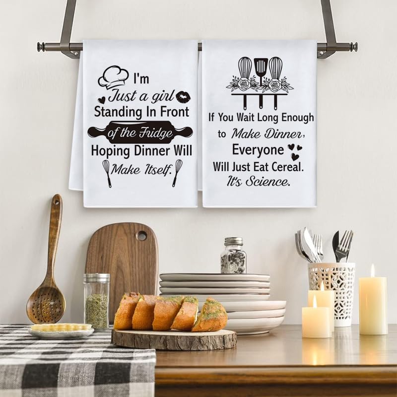 Torchons De Cuisine Drôles - Lot De 2 Serviettes Avec Citations Humoristiques - Idéal Cadeau Fête Des Mères, Pendaison De Crémaillère Ou Déco De Bar