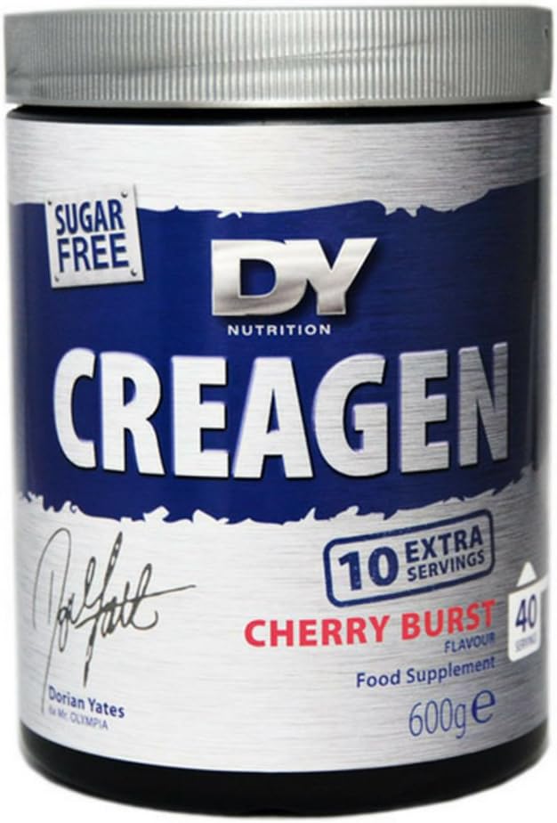 DY Nutrition CREAGEN 600g Cherry Burst flavour | Time-release Sugar-free CREATINE from 6 x Mr Olympia DORIAN YATES | 40 Servings | 750% greater than ordinary creatine products for building muslce and increasing size.
