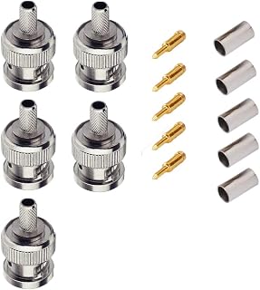 5pcs BNC Connector BNC Male Plug Crimp for 50 Ohm RG58 RG142 lmr195 rg400 223 Cable