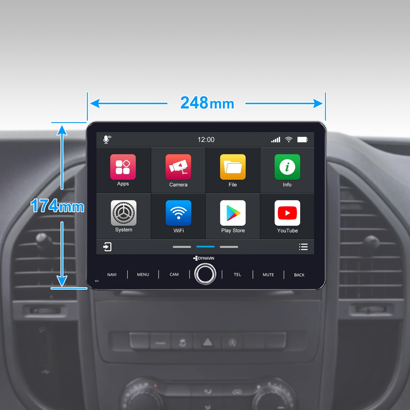 DYNAVIN Android Autoradio GPS pour Mercedes Sprinter Vito Viano Classe A, 10,1 Pouces Radio avec Wireless CarPlay et Android Auto | Head-up Display | Dab+ Radio: D9-MB10V Premium Flex