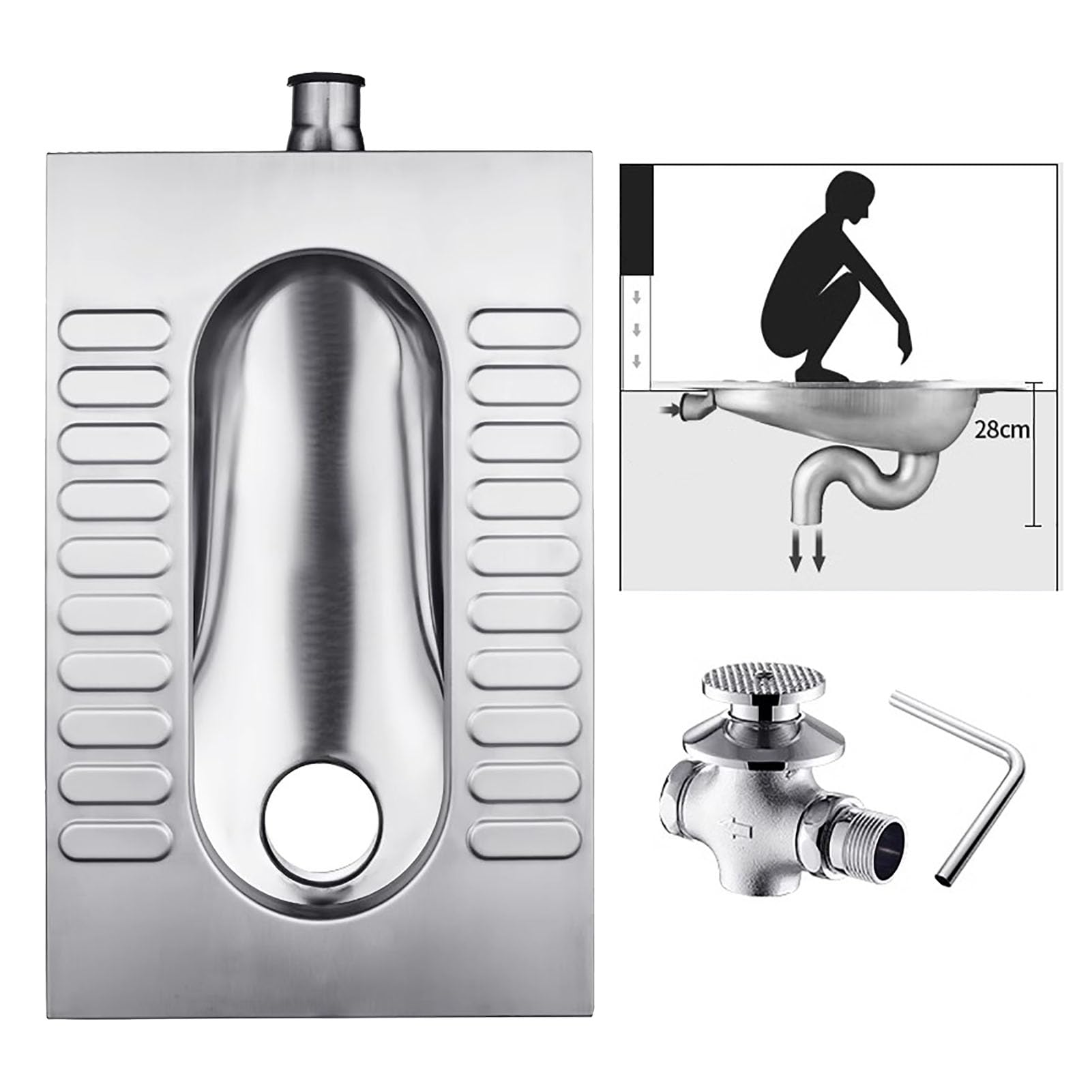 VAYEODEYU 304 Stainless Steel Squat Toilet Odorless Technology for Public Use(C)