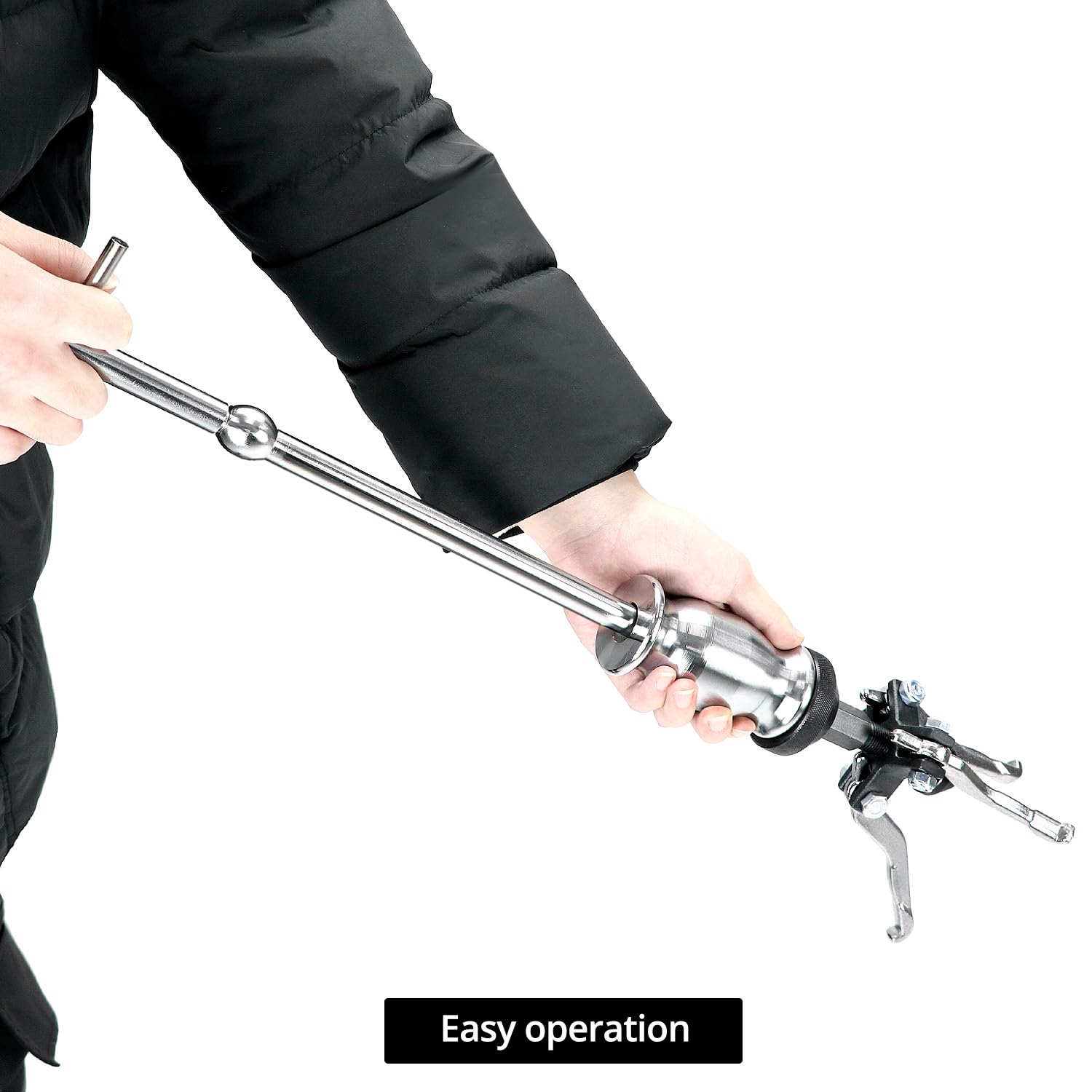 QWORK Juego de extractor de martillo deslizante de 3 mordazas, extractor universal interno y externo de engranaje y polea para mantenimiento automotriz, elimina eficientemente engranajes, rodamientos,