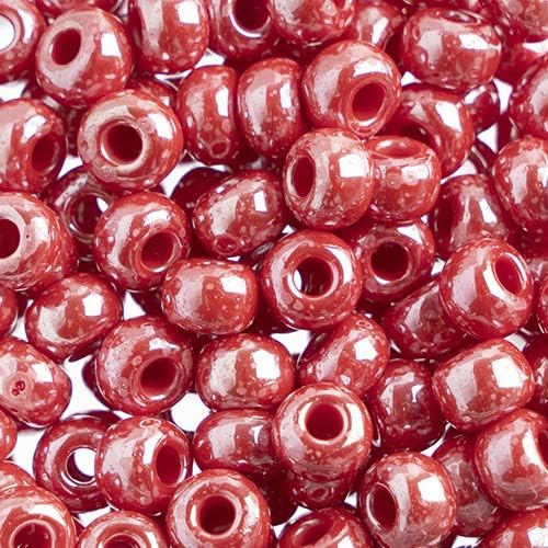 John Bead Czech Glass Seed Beads 32/0 (8mm) Opaque Coral Red/Sfinx 250Grams Beads for DIY Arts Crafts Jewelry Bracelets Necklaces Earrings Making