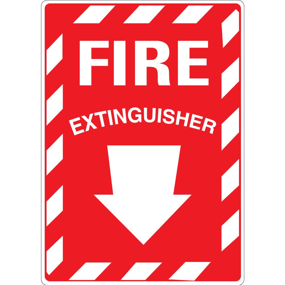 Extincteur panneau flèche bas vinyle adhésif pour protection bureau atelier - 4
