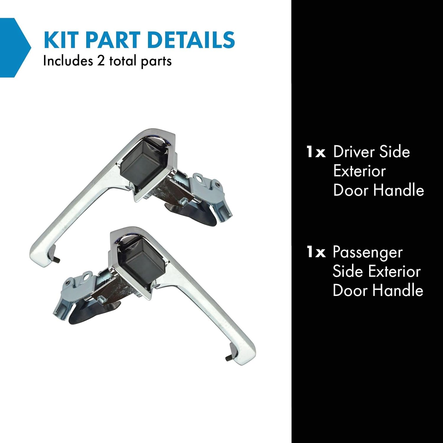 TRQ Left and Right Exterior Door Handle Set Drivers Side Compatible with 1980-1996 Ford Bronco 1980-1983 F-100 F-150 F-250 F-350 FO1310104 FO1311104 FO1520103 FO1521103