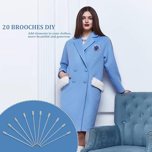 Miniatura 7 de Broche de acero Ramillete de plata, broche de solapa de seguridad, aguja larga con taza segura para costura artesanal, hombres y mujeres, traje,