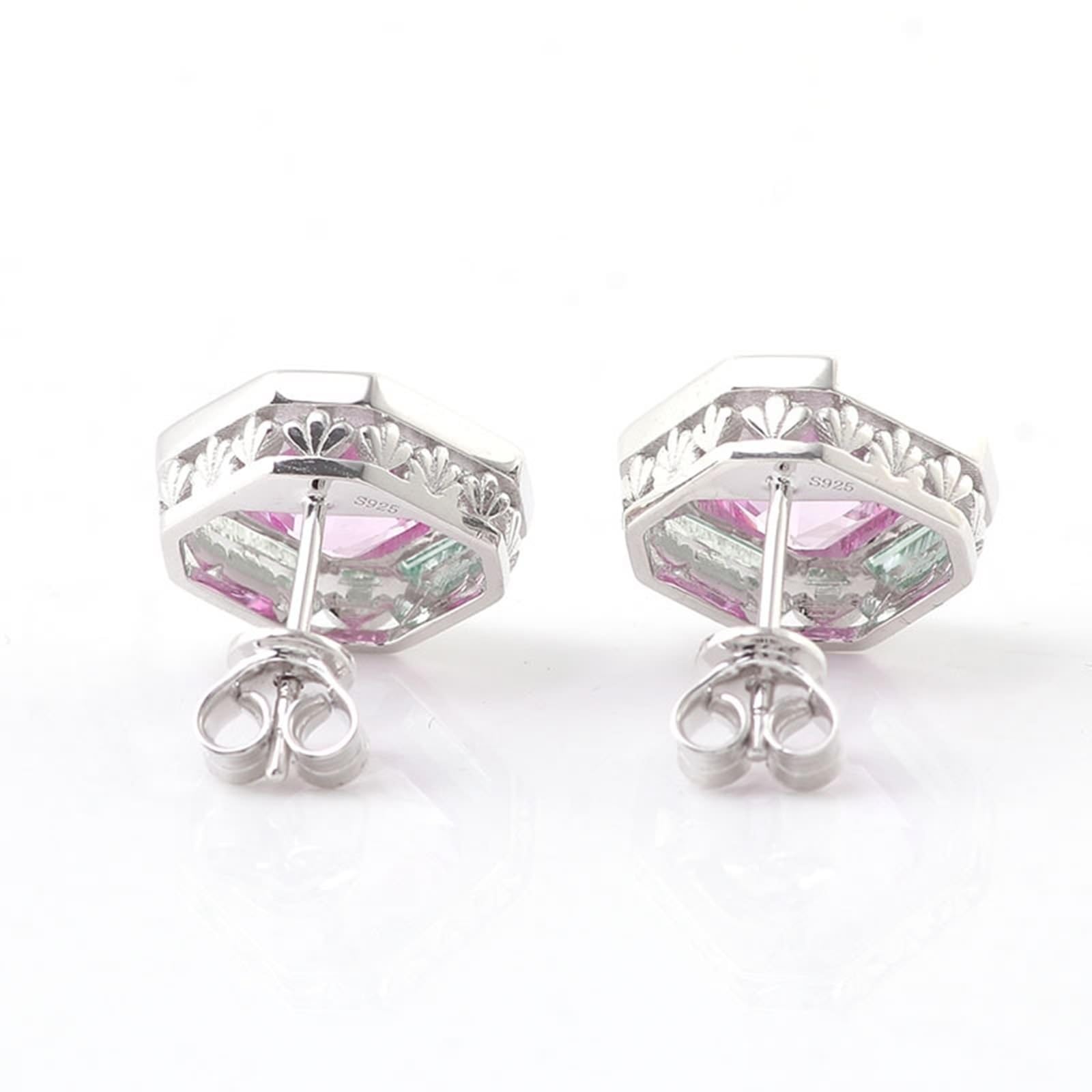 Prawdziwe kolczyki na sztyfcie, białe złoto, 9K/14K/18K, klasyczne kolczyki ze szlifem popielatym 2/3/4ct laboratoryjne, szafirowe, jasnoróżowe, niebieskie, Au 375/585/750 białe złoto, damskie
