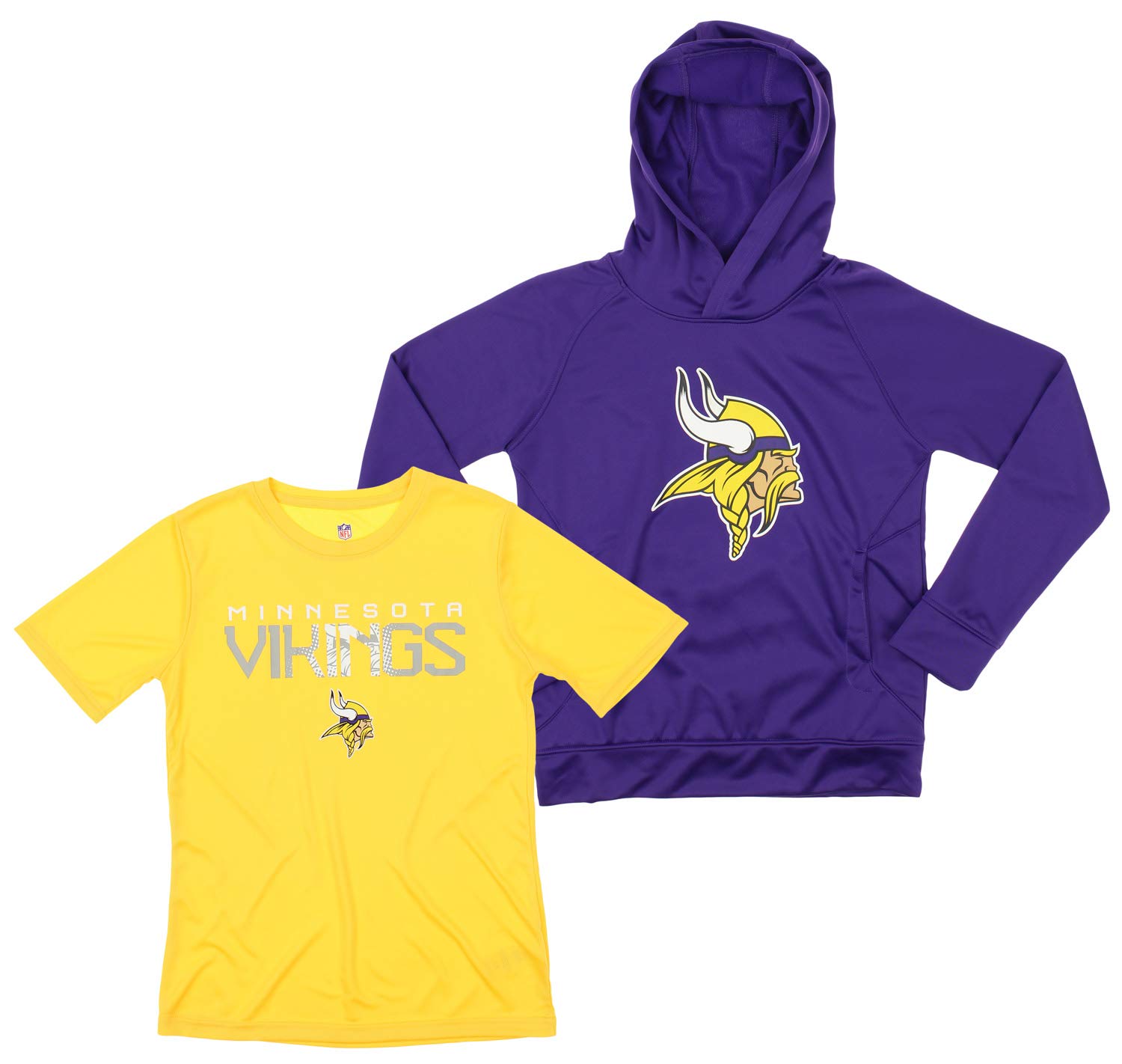 Outerstuff NFL Youth Boys (8-20) Team Color Performance Hoodie and Tee Combo Set, Minnesota Vikings X-Large (20)