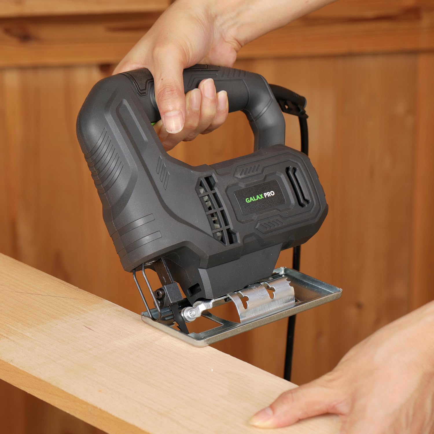 GALAX PRO Scie Sauteuse 400W, 3000 RPM, Coupe biseau à -45°/+45°, bouton de verrouillage, incluant des lames pour le bois et le métal