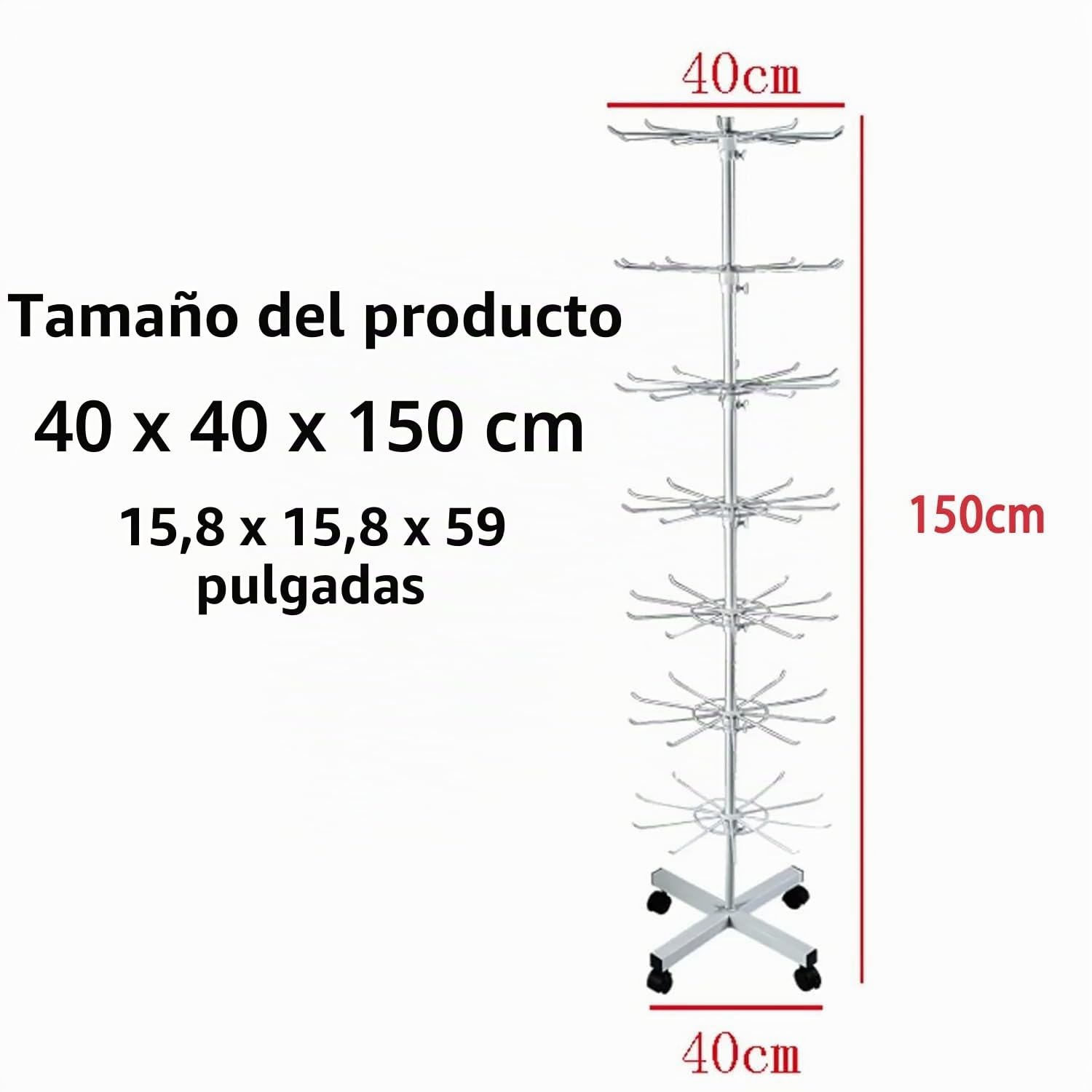 Estantería Metálica,Estantería Giratoria De 7 Niveles,Estantes Verticales Para Tiendas y Supermercados,Puede Contener Sombreros,Guantes,Bufandas,Etc.,Para Uso Comercial Como Doméstico(Blanco)