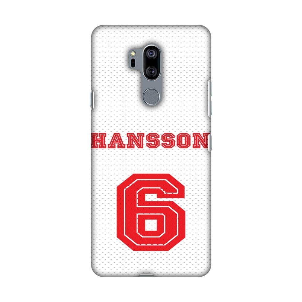 AMZER Slim Fit Handcrafted Designer Printed Snap on Hard Shell Case Back Cover Skin for LG G7, LG G7 ThinQ - Soccer - Hansson Jersey HD Color, Ultra Light Back Case