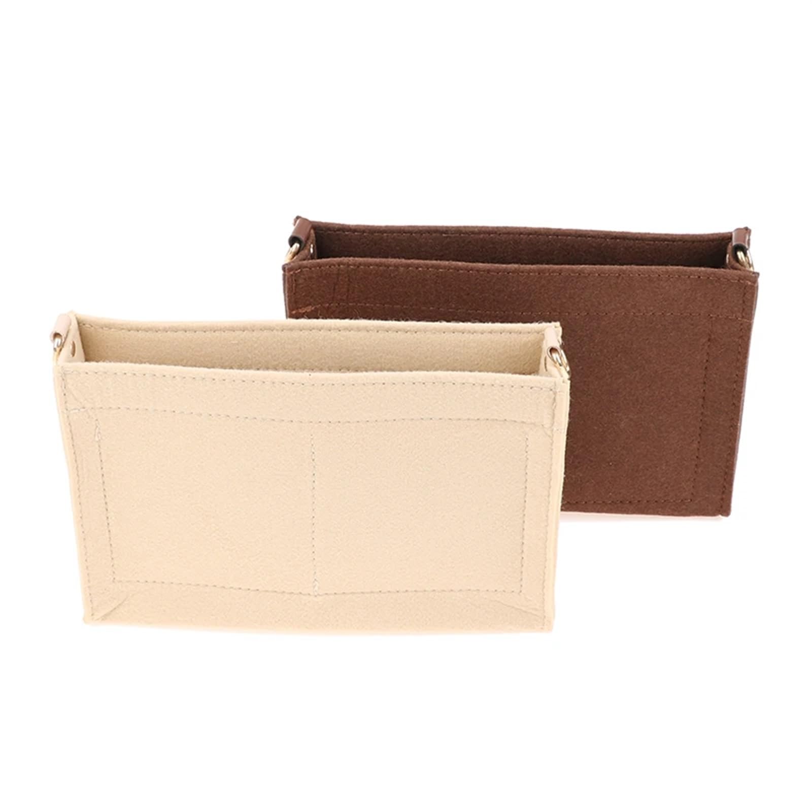 3 Stück Filztaschen-Organizer-Einsatz, Filztaschen-Geldbörsen-Einsatz-Organizer mit Kette, Make-up-Taschen-Einsatz FüR Damen(Khaki)