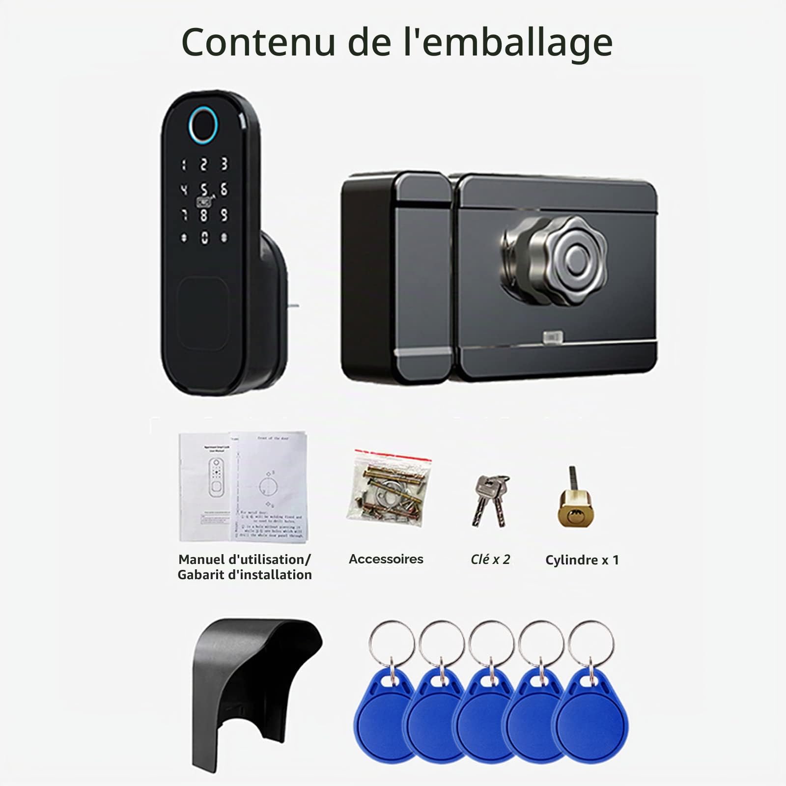 Wolf Guard TT01 Serrure de porte intelligente à empreinte digitale biométrique | Accès sans clé, contrôle par application, Bluetooth Smart, bouton de porte avec poignée, application TTLOCK