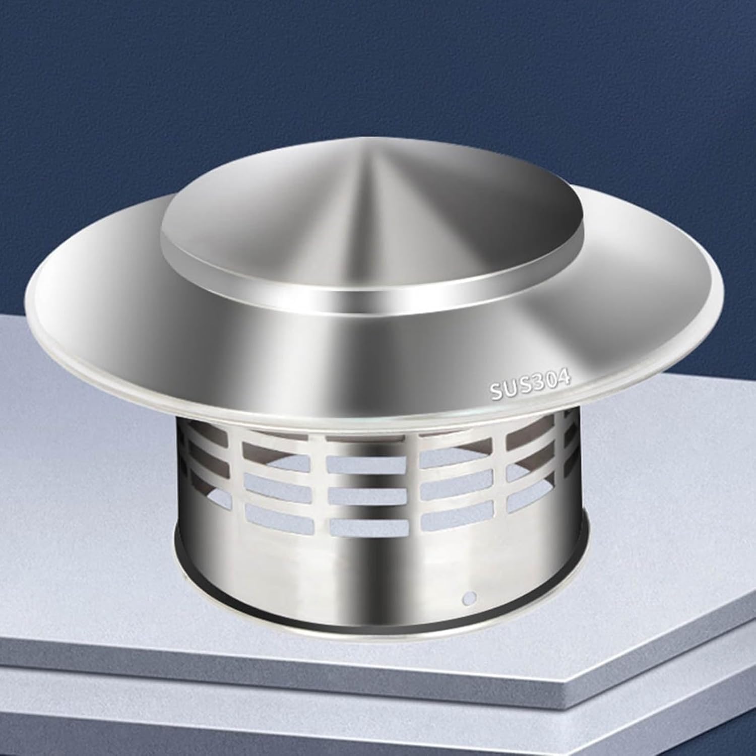 304 Stainless Steel Roof Vent Umbrella Shape Rain Cap Roof Vent Enlarged Brim Exhaust Hood(200mm)