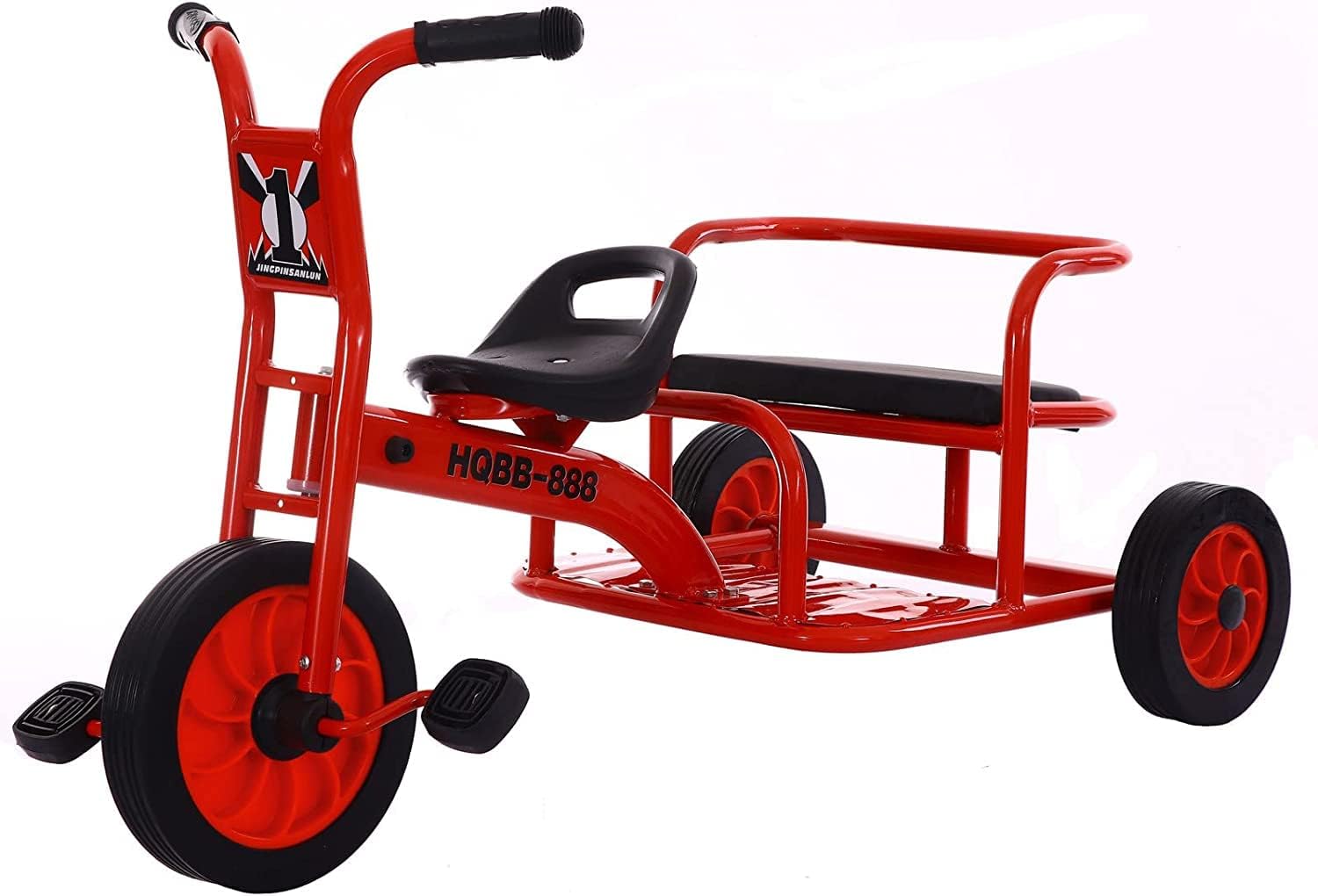 YXWJ Preschool Kids Tricycle Double Seat Pedal Tricycle for Ages 3