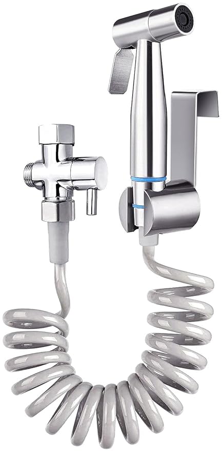TURLEE Handheld Bidet Sprayer for Toilet -Brass T-valve Adapter, Sprayer Adjustable Water Pressure Control with Bidet Retractable Spring Hose for Feminine Wash.