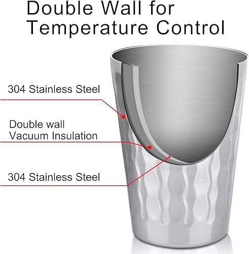 Miniatura 4 de Beasea Vasos de acero inoxidable de 15 onzas, paquete de 4 vasos de metal de doble pared apilables con aislamiento portátil, vasos irrompibles