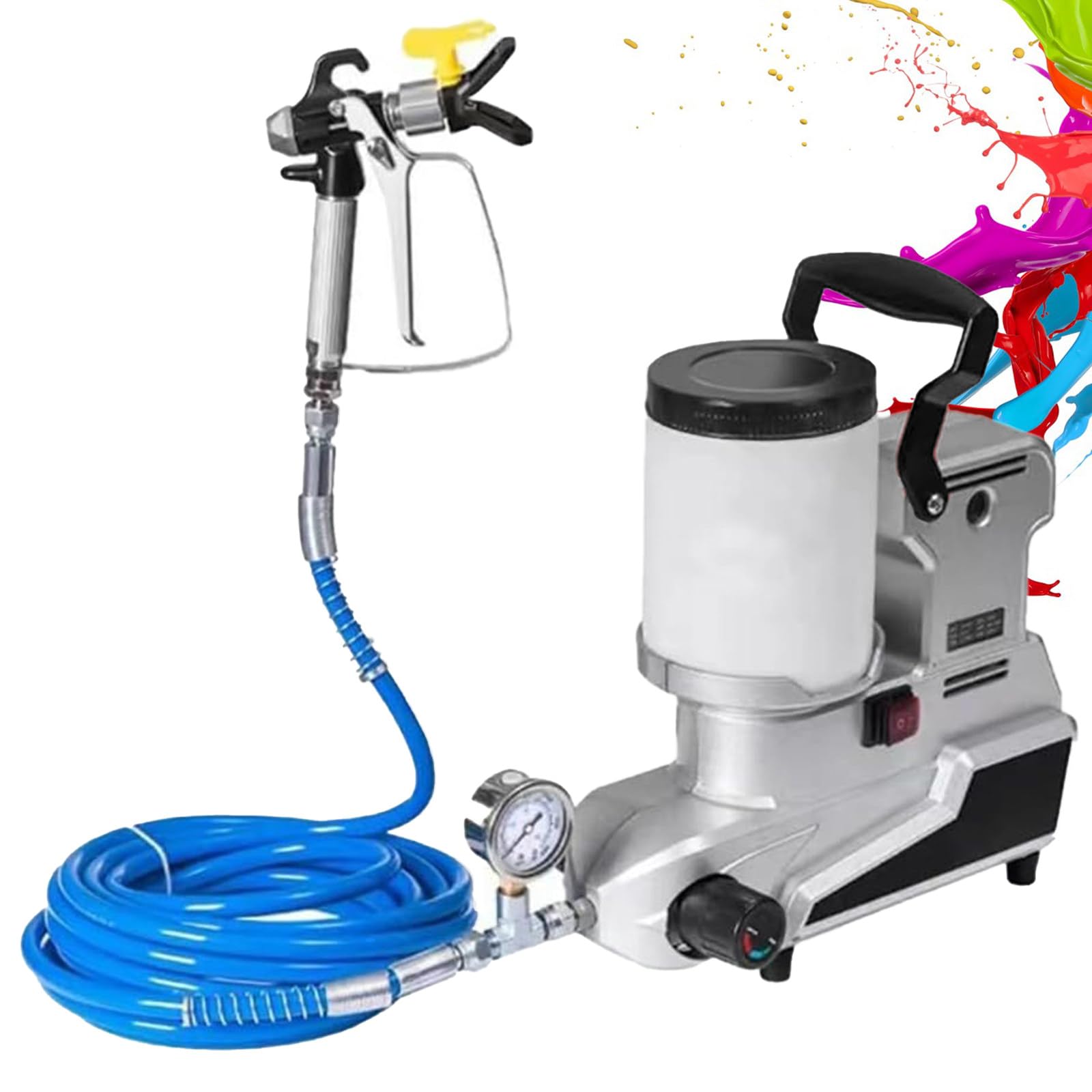 Pulverizador de Pintura sin Aire Comercial, pulverizador de Pintura de Pared sin Aire, Capacidad de 2 l, Manguera de 5 m, con 3 velocidades Ajustables,para Paredes Interi