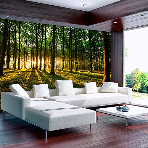 Artgeist Wall Mural Forest 135X101 In - Peel And Stick Self-Adhesive Wallpaper Removable Large Sticker Foil Wall Decor Print Picture Image Design Landscape Nature Tree Sun C-B-0027-A-B #TOP1