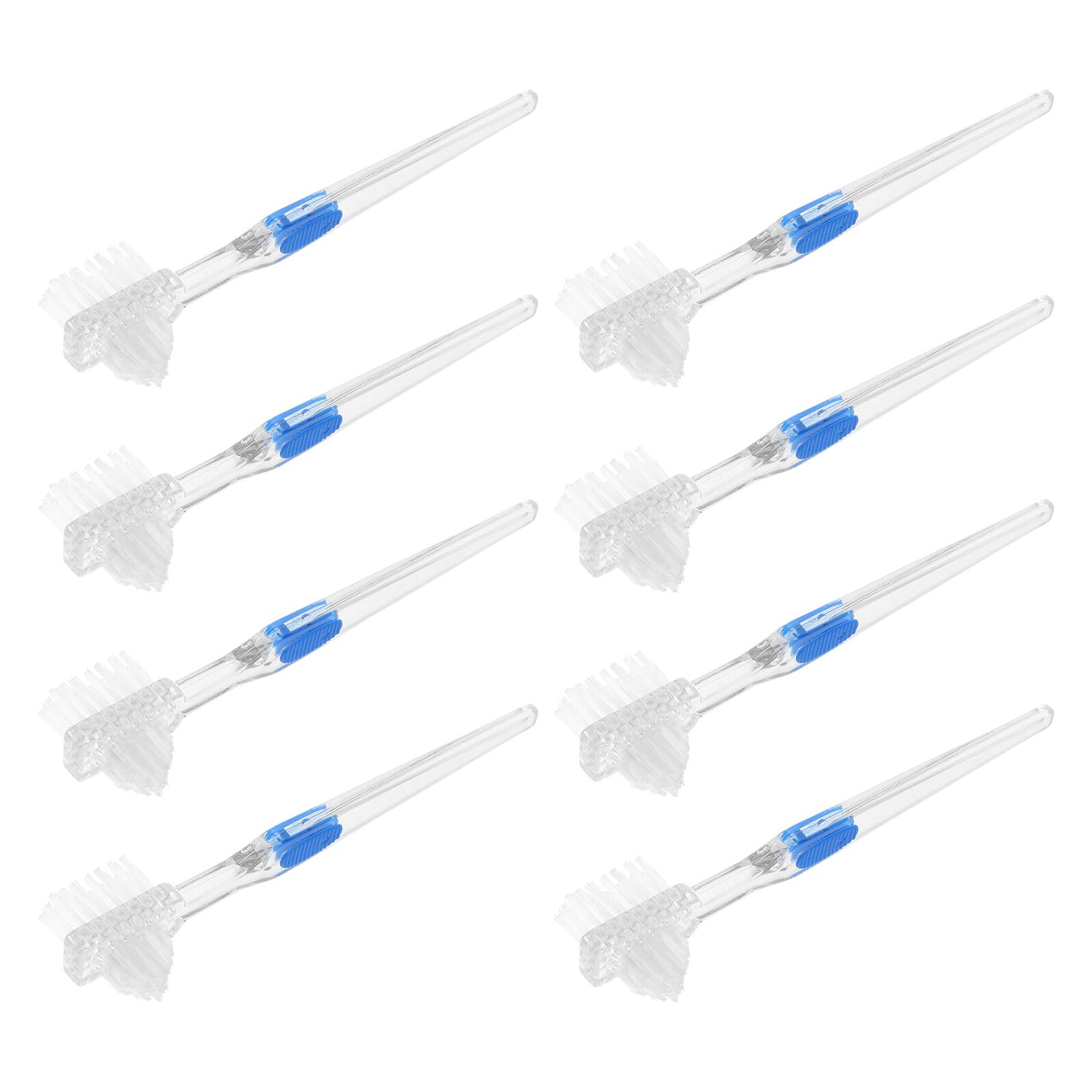 Cepillo de Dientes para Dentaduras Postizas Pequeño de Doble Cabezal, 8 Unidades, Cerdas Delicadas para Limpieza Profunda y Cuidado Bucal Diario de Personas Mayores