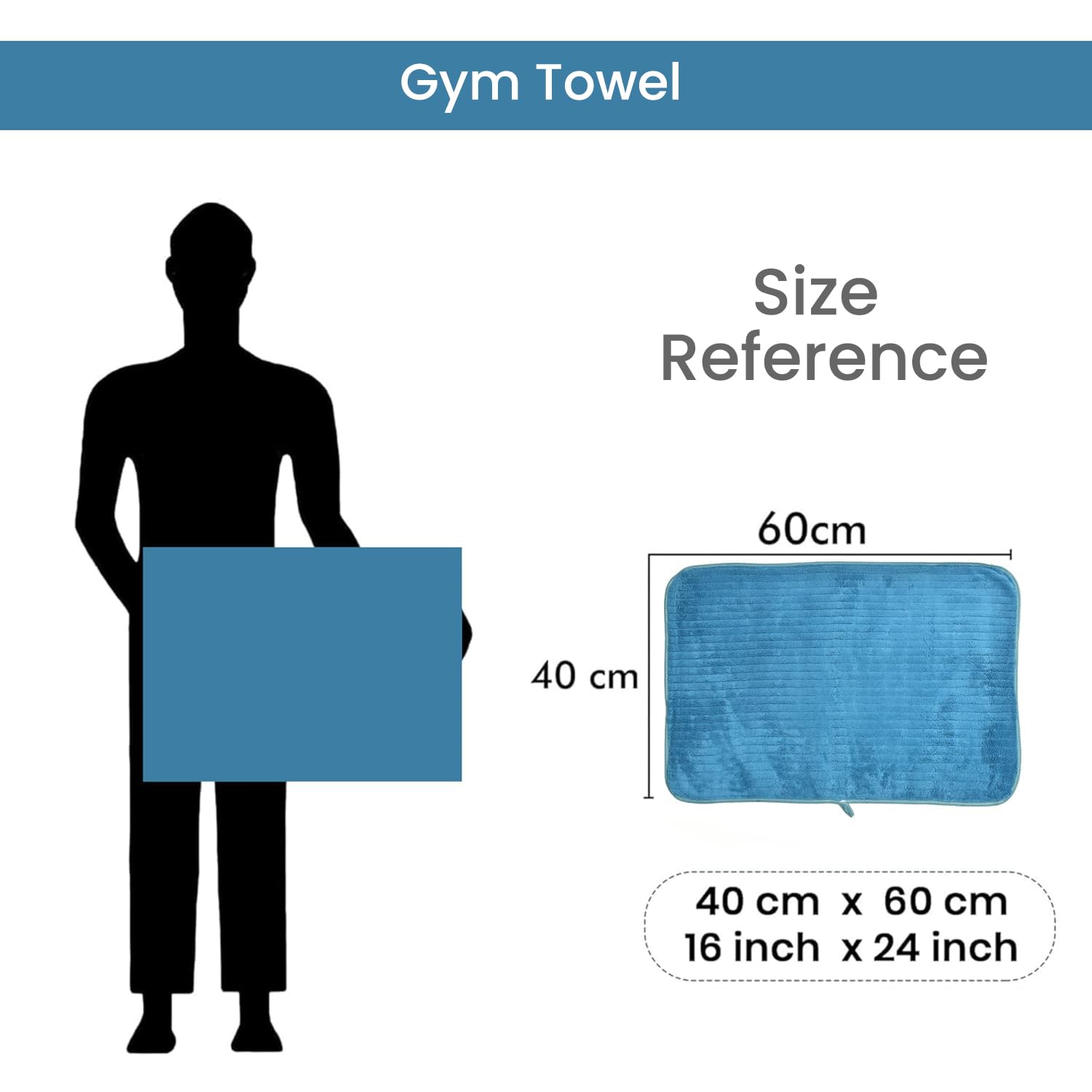 UrbanLeaf 2 Pcs Self Stripe Microfiber Gym Towels, Hand Towels, Lightweight Sports & Workout Towels for Gym, Running, Yoga, Travel & Fitness, Quick-Dry Workout & Yoga Towels, 40 x 60 cm (Blue & Brown) 4