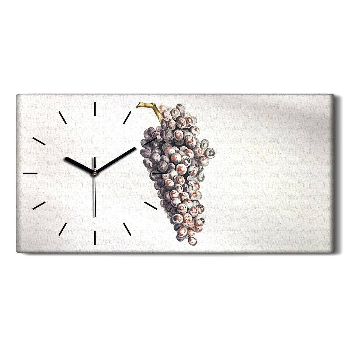 Horloge sur Toile Raies de Fruits Art 60x30cm Décoration Silencieuse avec Mains Noires pour Salon