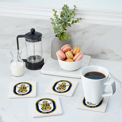 Miniatura 4 de USS Spruance (DDG-111), Joyride Home Decor, 4 posavasos de cerámica, posavasos cuadrados de 4 pulgadas, juego de 4, parte trasera de corcho