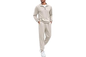 Mens Sweat Suit, Athletic Quarter Zip Sweatsuit Sets for Running Jogging Everyday
