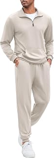 COOFANDY Men's 2 Piece Quarter Zip Tracksuit Set - Casual Athletic Sweatsuit for Running Jogging Gym