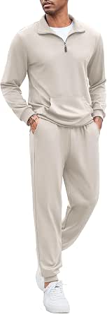 COOFANDY Men's Tracksuit 2 Piece Quarter Zip Sweatsuit Sets Casual Athletic Running Jogging Suits