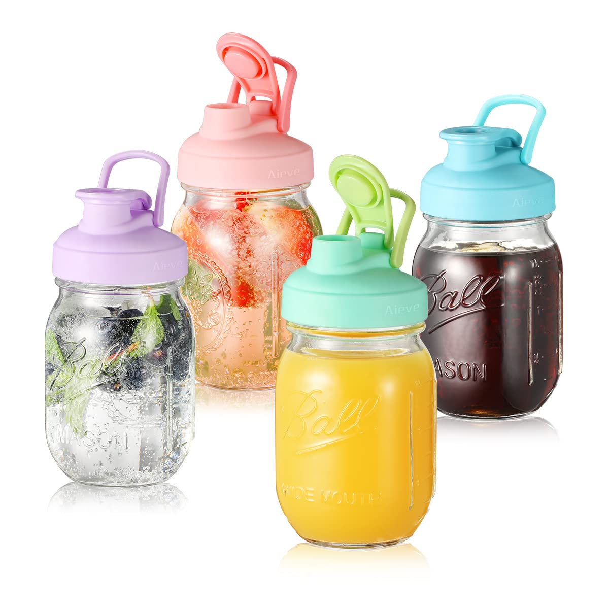 Buy AIEVE Mason Jar Lids, 4 Pack Reusable Regular Mouth Canning Lids