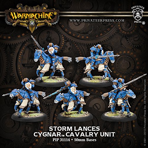 Warmachine Cygnar Storm Lances Storm Knight Cavalry Unit Box (5)