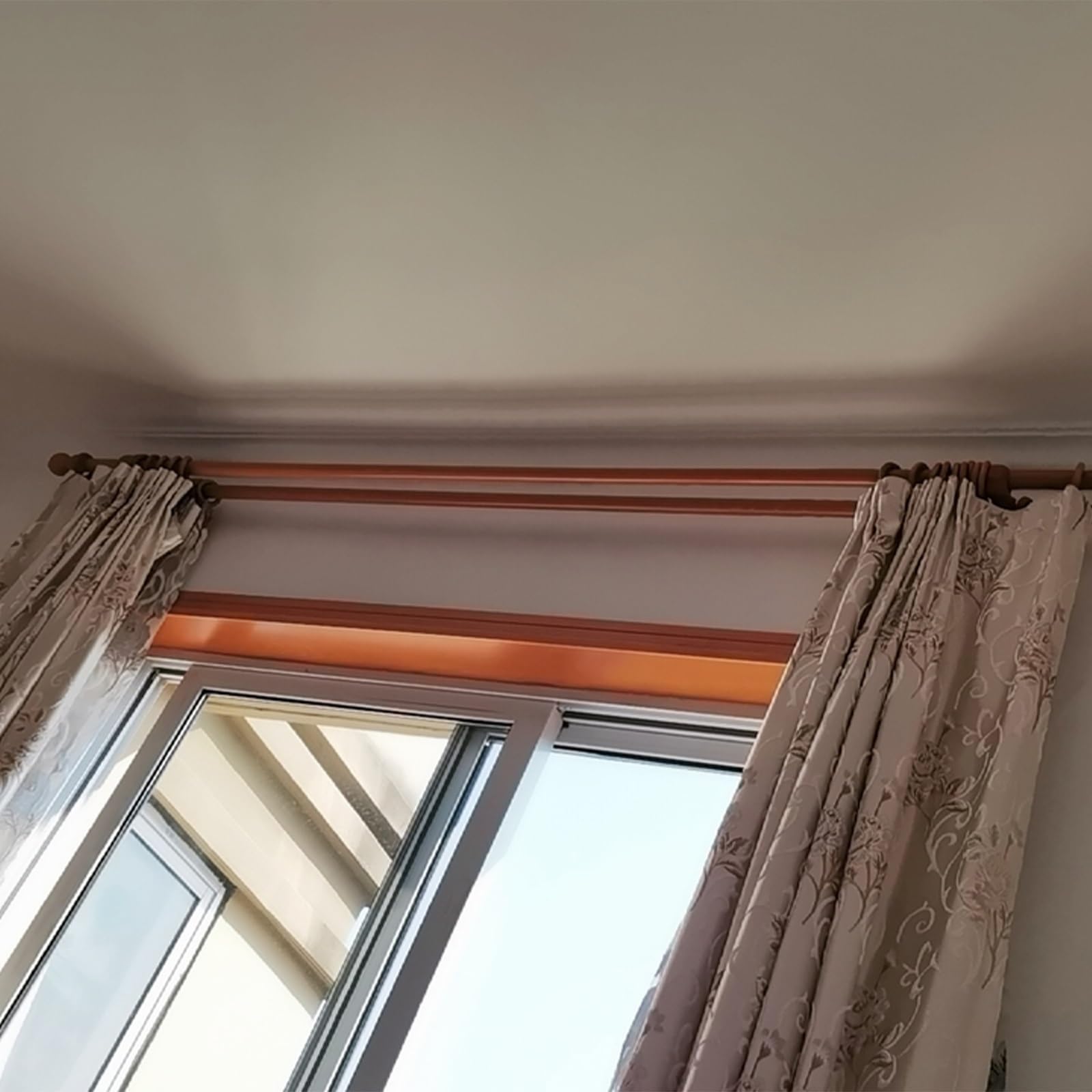 Tringle à rideaux en bois massif avec bride - 160 cm - Support latéral en bois durable - Fonctionnement silencieux - Idéal pour la décoration de la maison et les traitements de fenêtre.