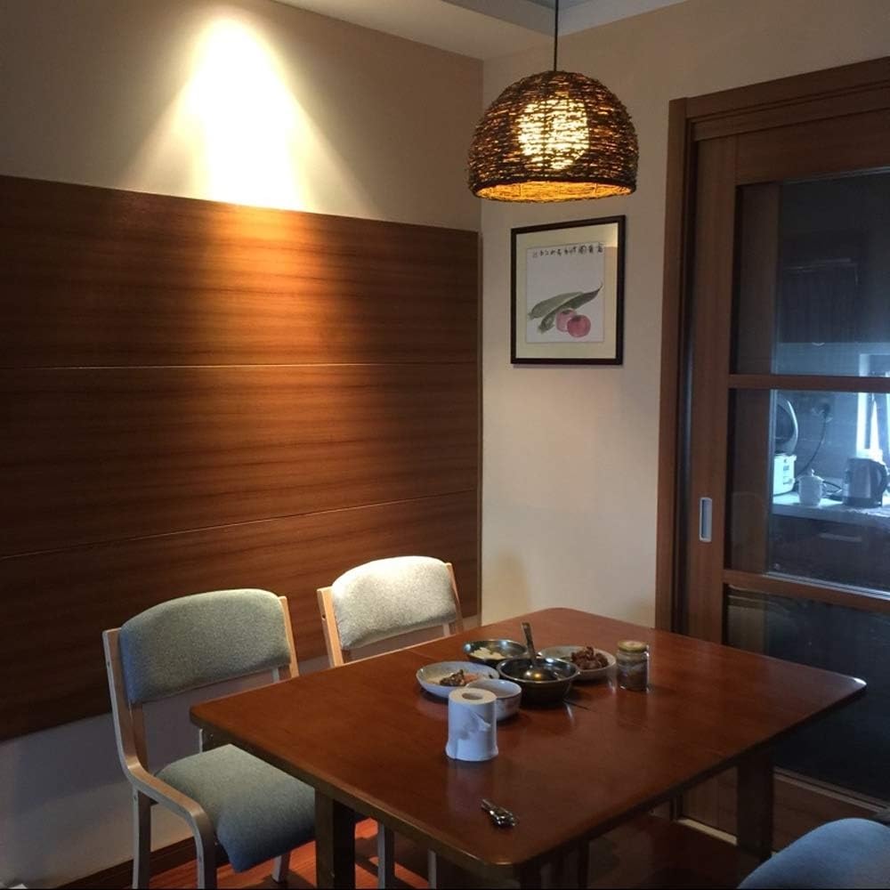 Generico LAUMZX Lampada a sospensione, lampada a Boho in vimini naturale, da soffitto a nido d'uccello a cupola, lampadario rustico fatto a mano for isola cucina, sala pranzo, camera letto