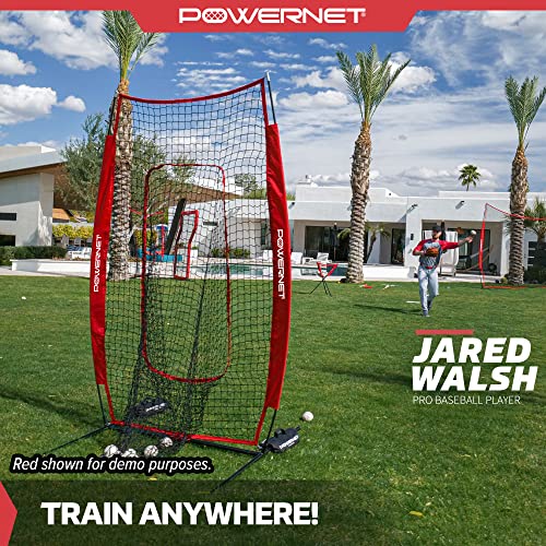 Powernet Infielder Training Baseball Softball Net 4X7 | Throwing Fielding Training Target | Simulate Fielding Situations | Portable, Easy Setup | Team Colors (Pink) #TOP2