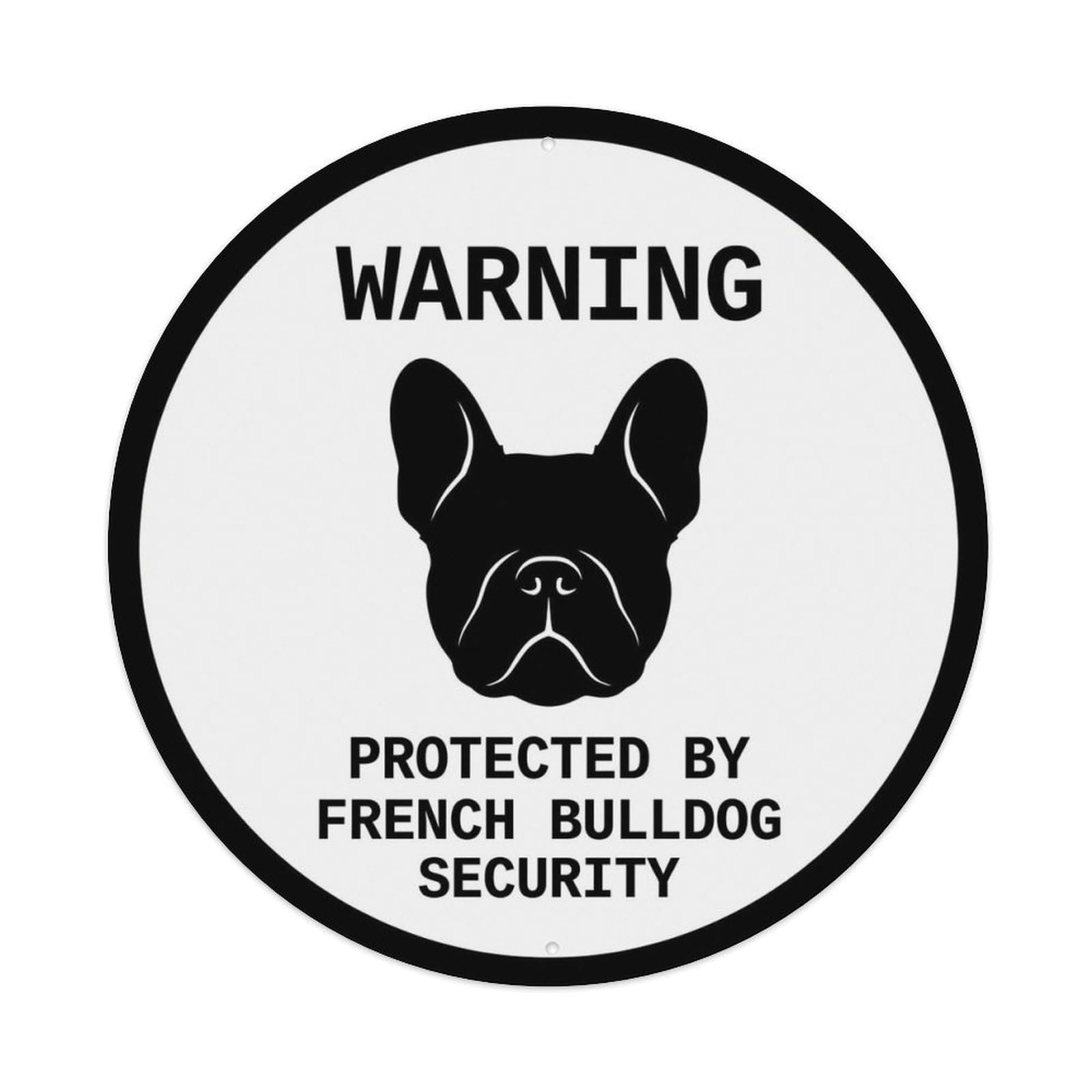 French Bulldog Security Warning Minimal Graphic Metal Tin Sign