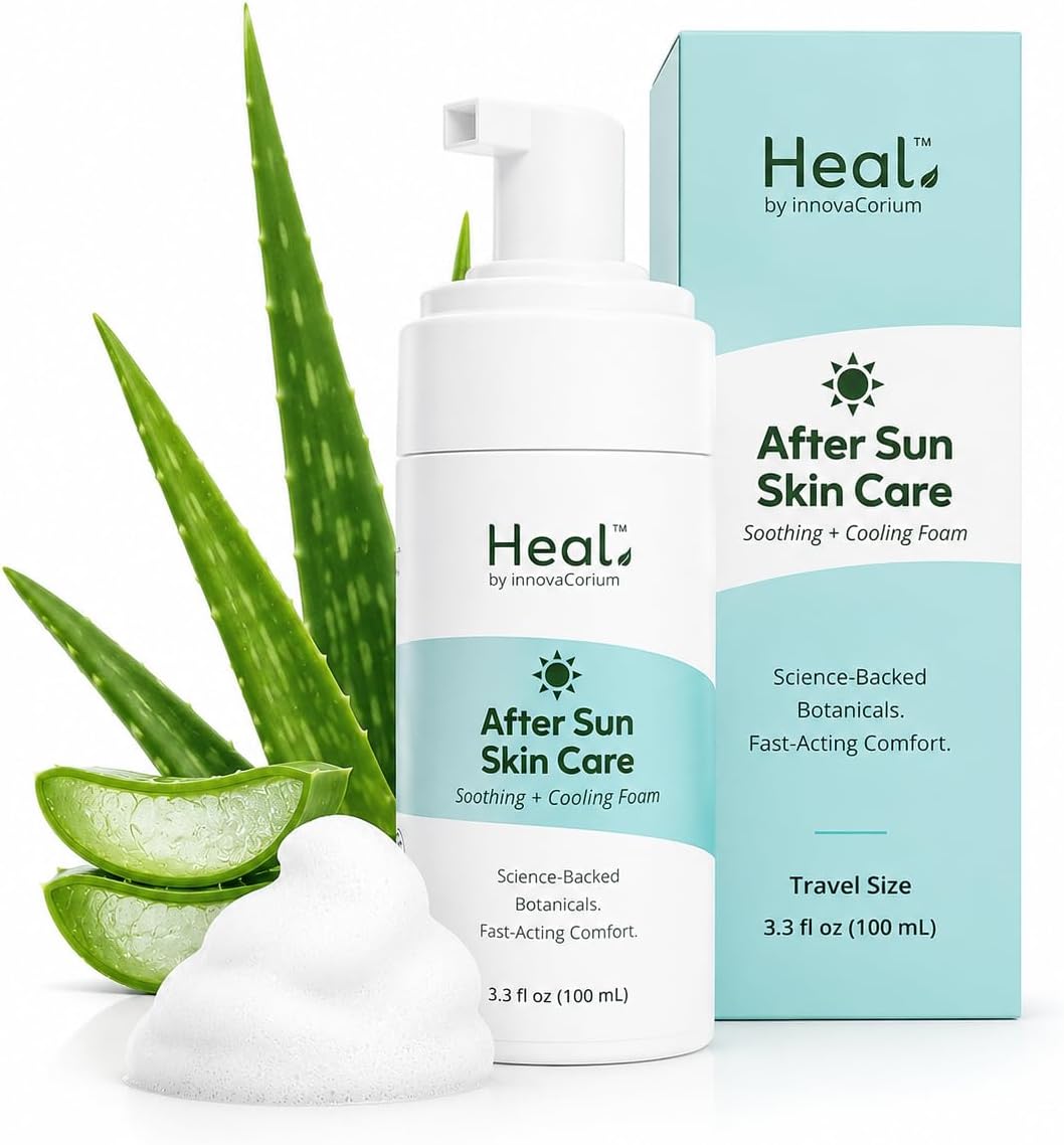 Heal After Sun Lotion with Aloe Vera, Sunburn Relief, Travel Size 3.3 oz