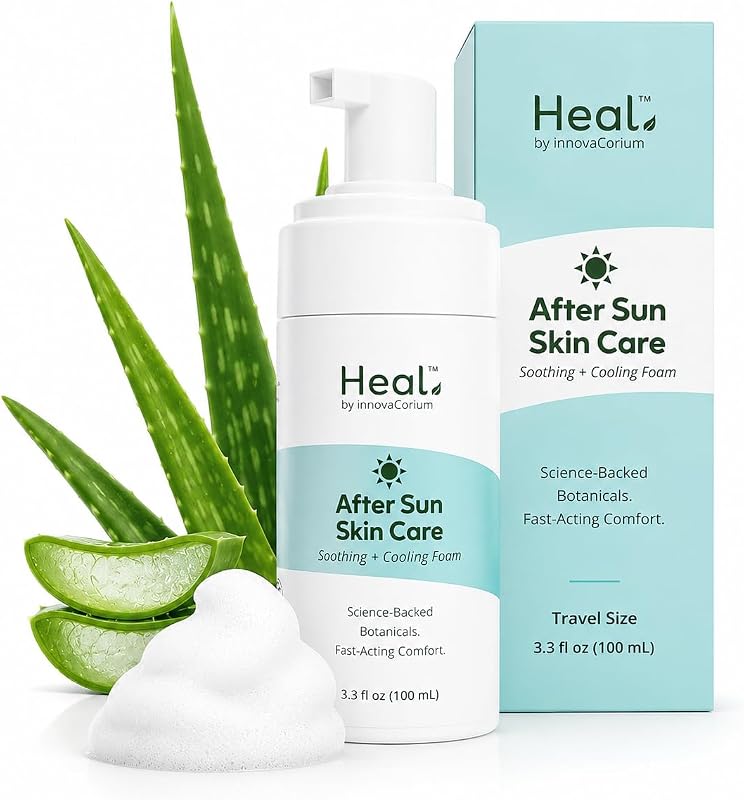Heal After Sun Lotion with Aloe Vera, Sunburn Relief, Travel Size 3.3 oz