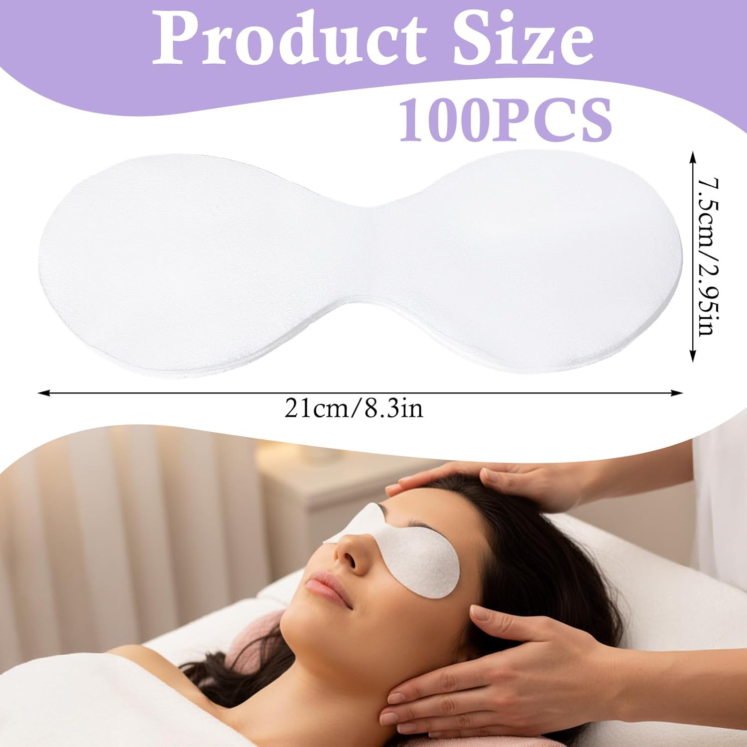 100Pack Disposable Eye Mask, Soft Non-Woven Fabric Eye Patches and Covers, White Cotton-Style Eyes Pads for Facial Treatments, Travel and Relaxation