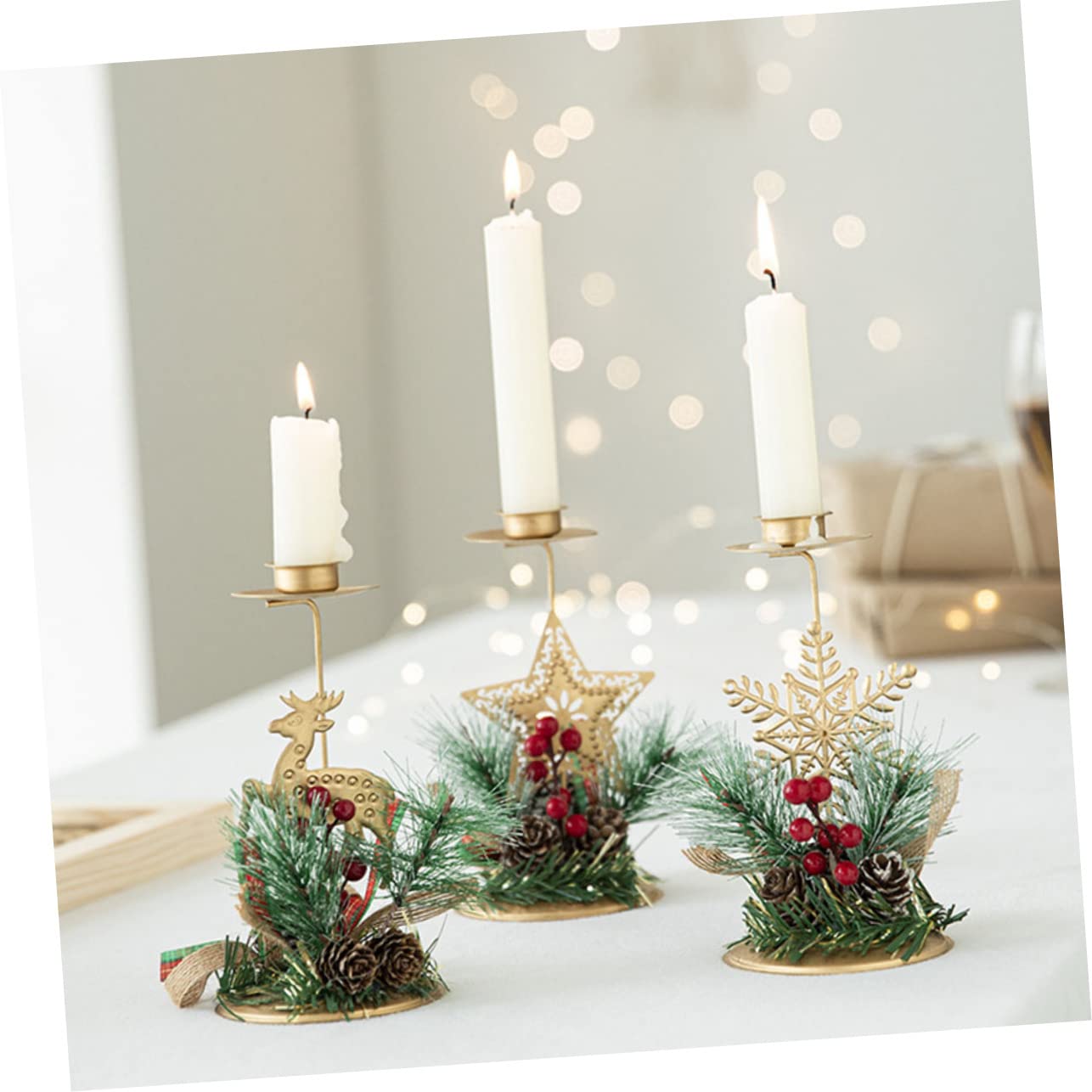 TOPBATHY 4 Stück Kerzenhalter aus Eisen für Weihnachten Weihnachtskerzenhalter Weihnachtskerzenständer kerzenständer Weihnachten Weihnachts kerzenständer Weihnachtsdekorationen Golddekor