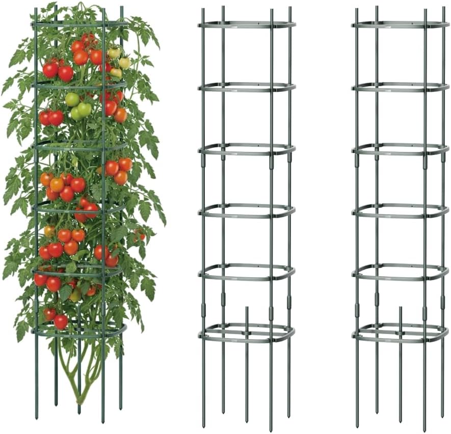 Vego Garden Tomato Cage Tomato Tower 3 Tier for Garden & Pots, Rust-Resistant Tomato Stakes Heavy Gauge Plant Cage Trellis Support for Climbing Vegetables Plants
