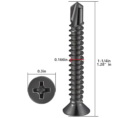 Miniatura 2 de (250 piezas) # 8 × 1-14 "para tornillos autorroscantes de chapa 410 tornillos autoperforantes rápidos de alta resistencia de acero inoxidable negro