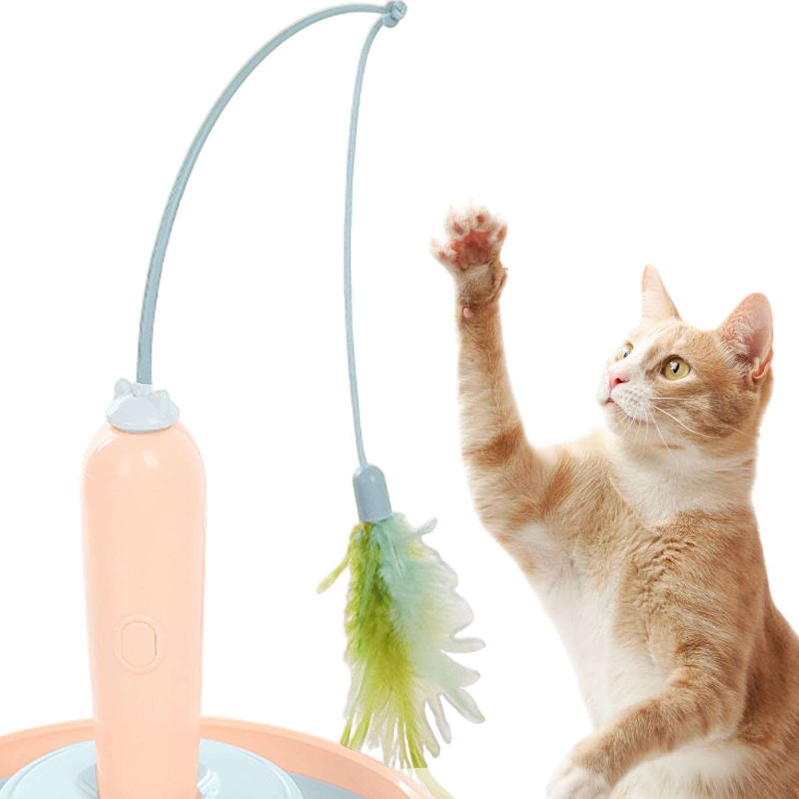 Maseyivi Interactive Cat Toys,Portable Cat Feather Interactive Kitten Toys - Multifunctional Reusable Electric Kitten Exercise Toy for Small and Medium Cats Kittens