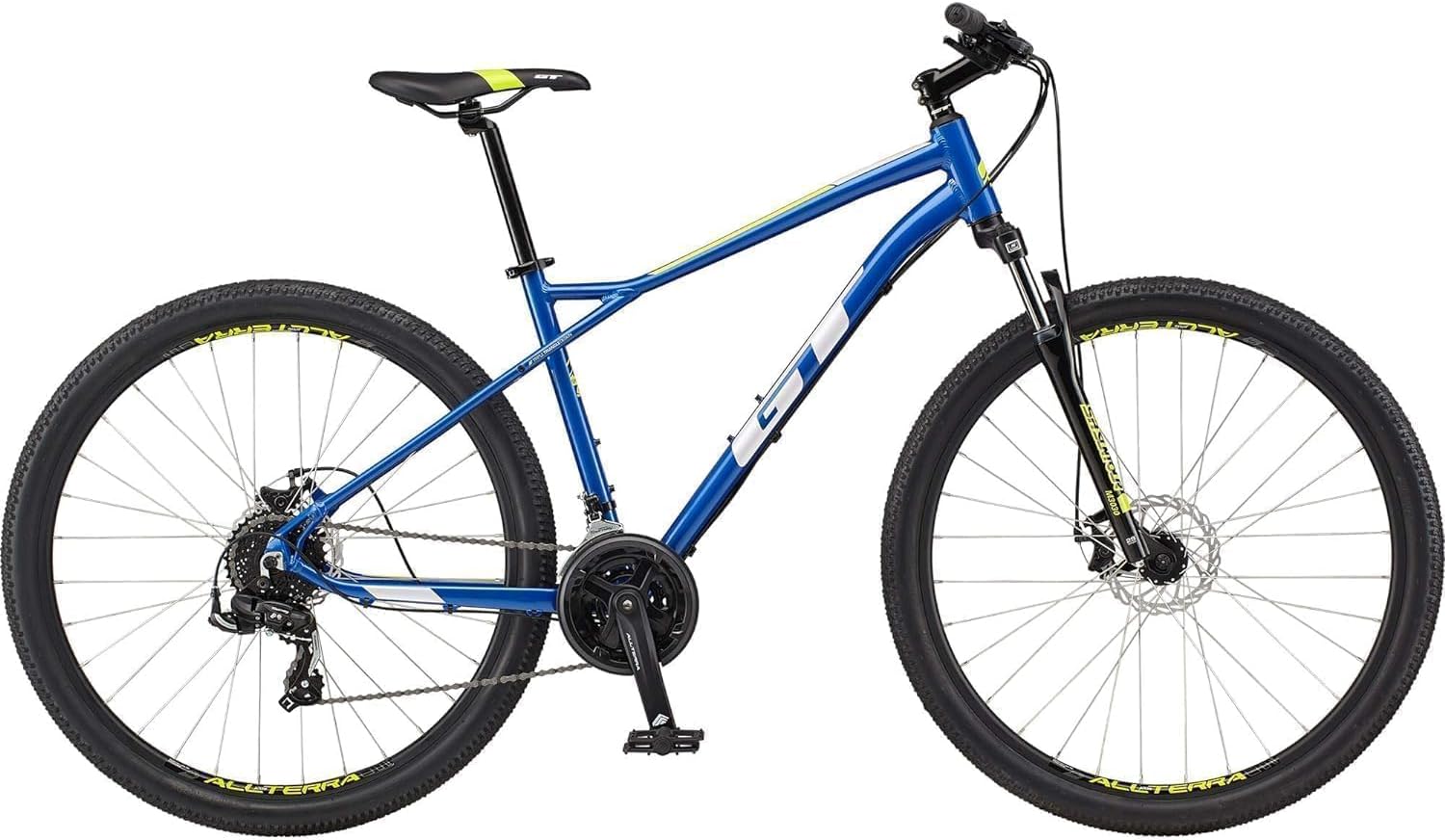 GT Aggressor Sports 27.5" Hardtail MTB bike | Mountain Bicycle with Tektro disc brakes and suspension fork | Lightweight aluminium alloy bike with 21-Speed Tap Shifters - Frame Size XS - Blue