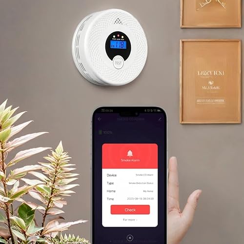 Miniatura 2 de Detector inteligente de humo y monóxido de carbono con notificaciones de aplicaciones, alerta en tiempo real
