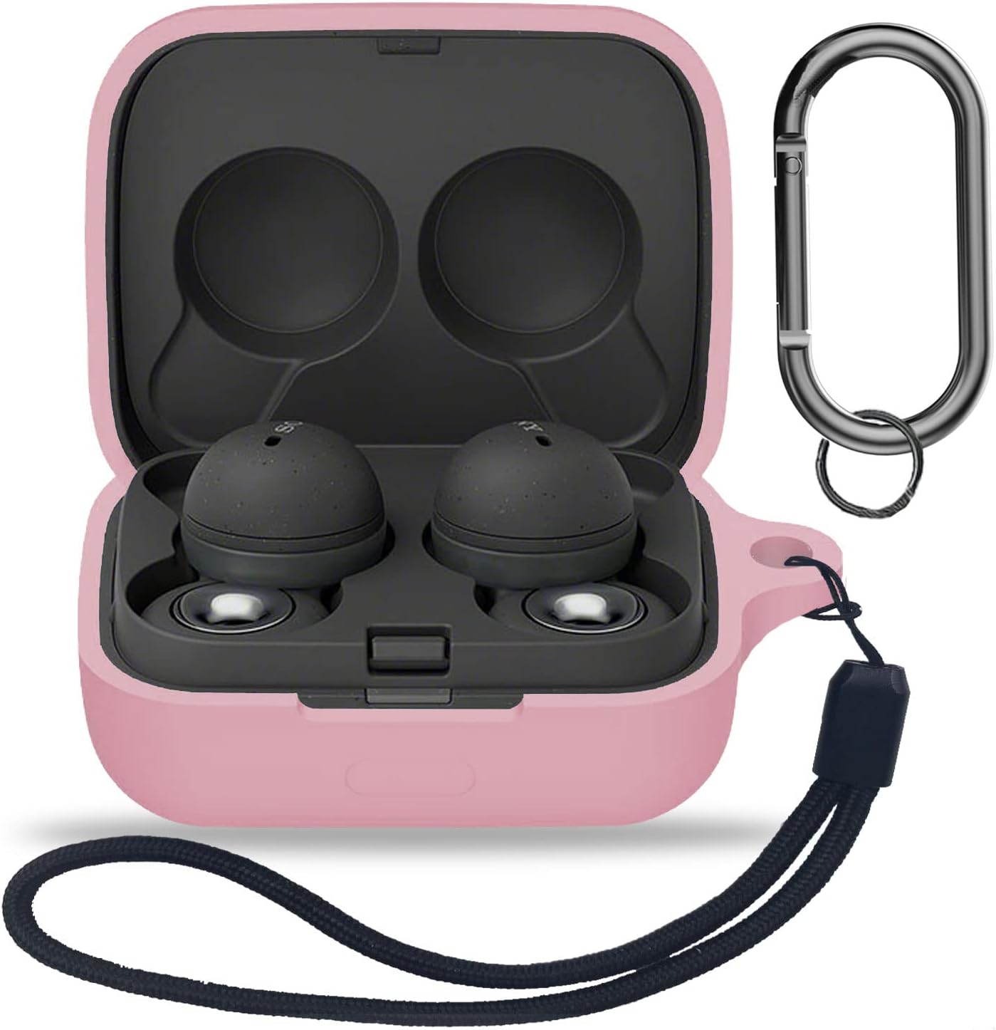 Compatible with Sony Linkbuds WF-L900 Case Soft Silicone Skin Case Cover Shock-Absorbing Protective Case with Keychain and Lanyard for Sony Linkbuds 2022 (Pink)