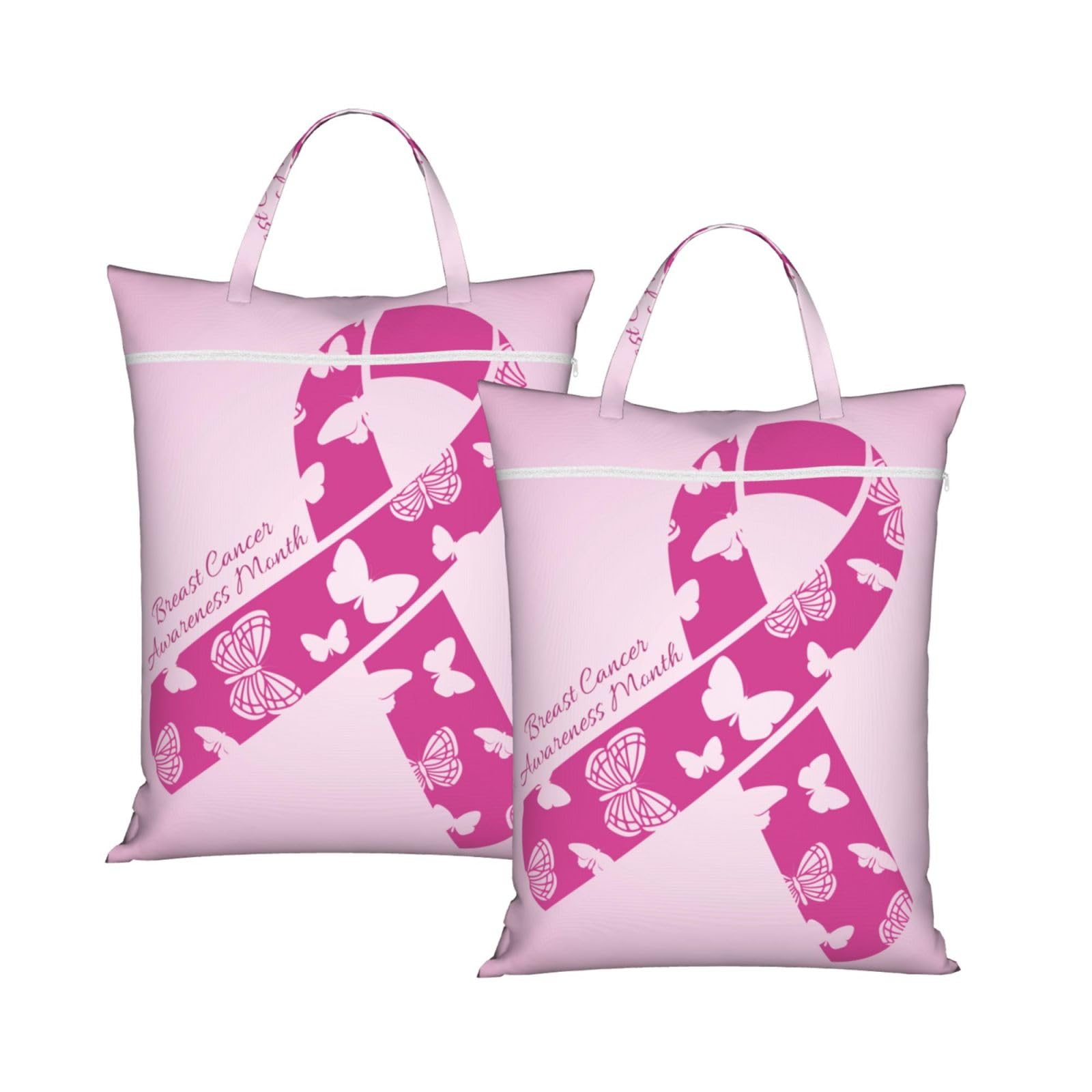 Cyanlit 2Pcs Breast Cancer Awareness 2 Pcs Large Travel Laundry Bags Waterproof Wet Dry Bag For Travel,Swimming