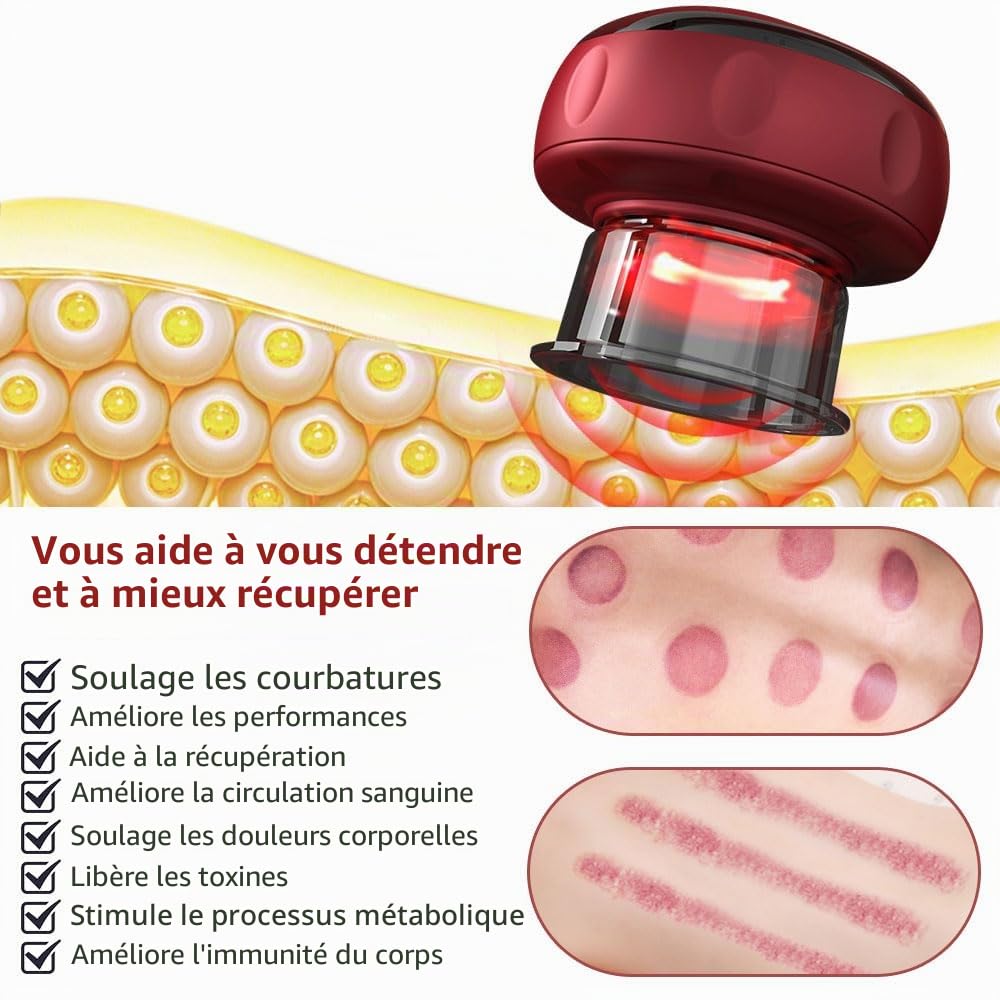 Ventouse électrique infrarouge, Ensemble de thérapie électrique intelligent, Ventouse Intelligente, 12 Températures Réglables, pour Soulage les Douleurs et Tensions Musculaires