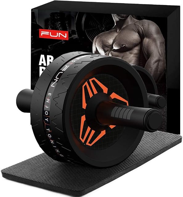 AB Roller Wheel Set Abdominal Exercise Roller with Thick Knee Pad for Core Abs Rollout Exercise Home Gym Workout